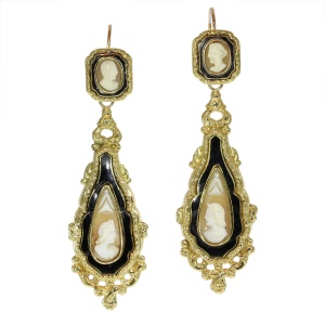 19th-Century Victorian Cameo Earrings  Mythology and Femininity in Gold